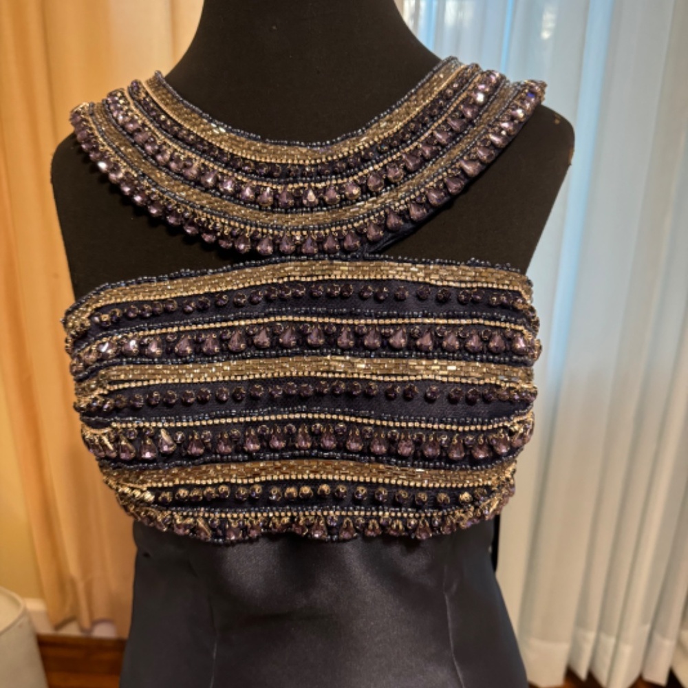 Stella Couture Beaded Evening Dress -Navy -Size 8 NWT - Picture 7 of 9